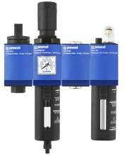 Filtro-regulador-lubricador con válvula manual y salida seca - 4 unidades